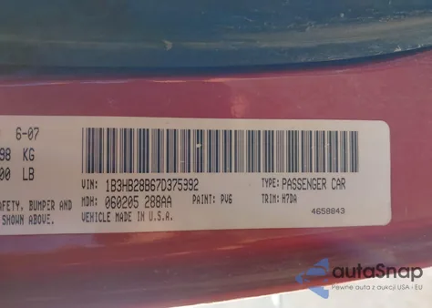 2007 Dodge Caliber from USA, damaged, VIN 1B3HB28B67D375992